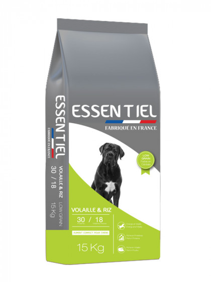 Croquettes Essentiel Volaille et Riz 30/18 Low Grain Nature Dog 15Kg