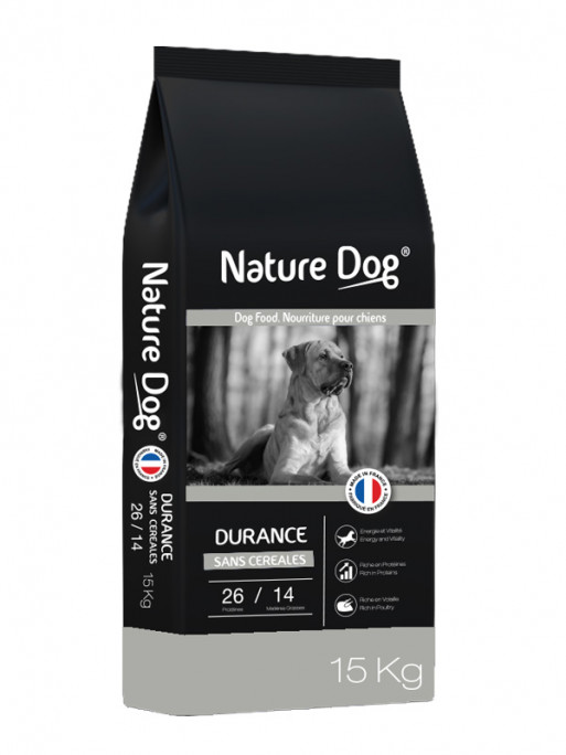 Croquettes Durance Pro sans céréale 26/14 Nature Dog 15kg