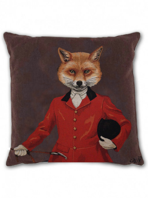 Coussin renard en veste rouge Lovergreen