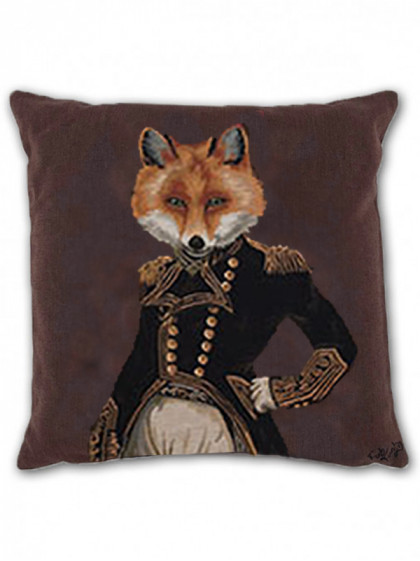 Coussin renard veste noire et épaulettes Lovergreen