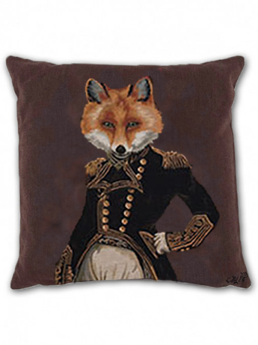 Coussin renard veste noire et épaulettes Lovergreen