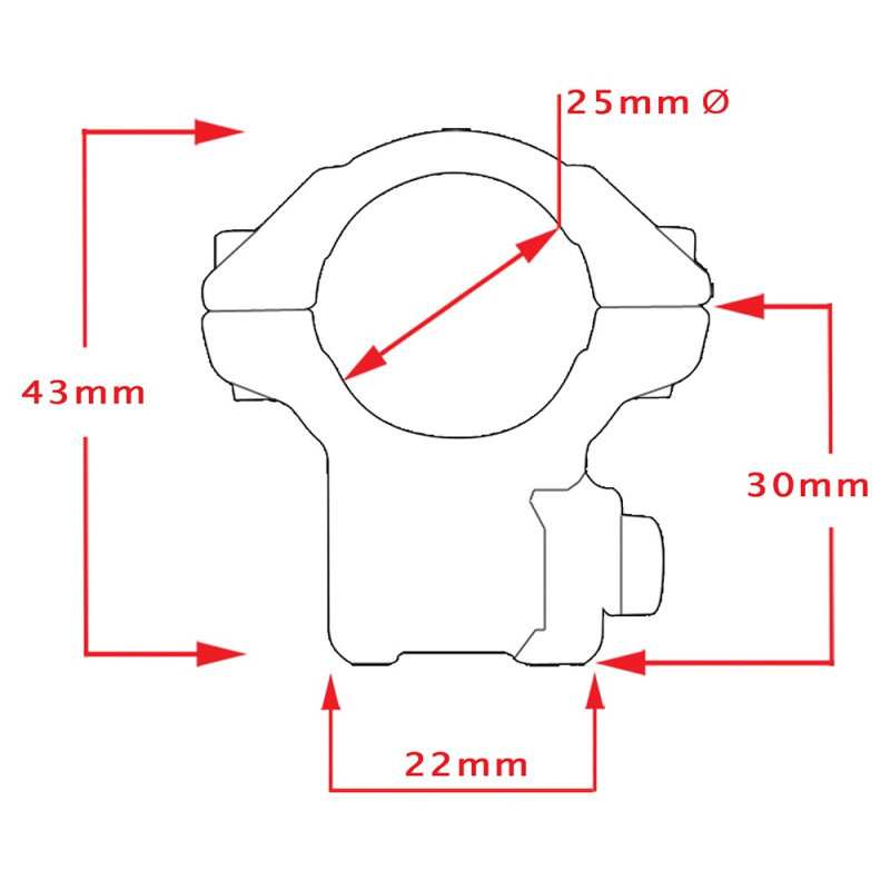 Colliers de montage fixe  Ø 25,4 mm - HAWKE OPTICS