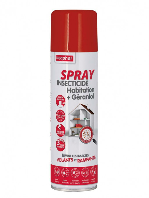 Spray insecticide habitation + géraniol 250ml Beaphar Spray insecticide habitation + géraniol 250ml Beaphar