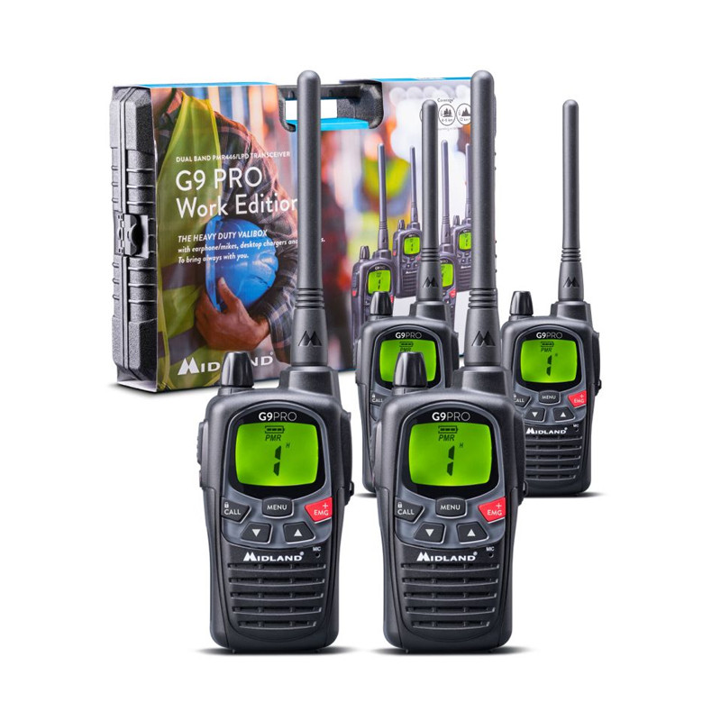 Pack de 4 Talkie-Walkies G9 Pro avec oreillettes Midland