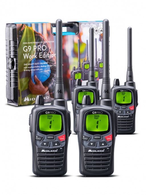 Pack de 4 Talkie-Walkies G9 Pro avec oreillettes Midland Pack de 4 Talkie-Walkies G9 Pro avec oreillettes Midland