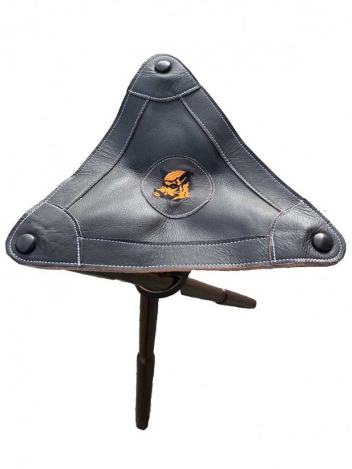 Siège trépied assises cuir motif sanglier 75cm Januel Siège trépied assises cuir motif sanglier 75cm Januel