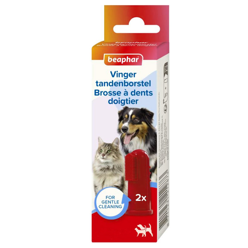Brosse à dents doigtier chien et chat 2 Unités