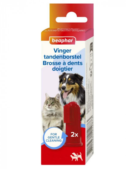 Brosse à dents doigtier chien et chat 2 Unités