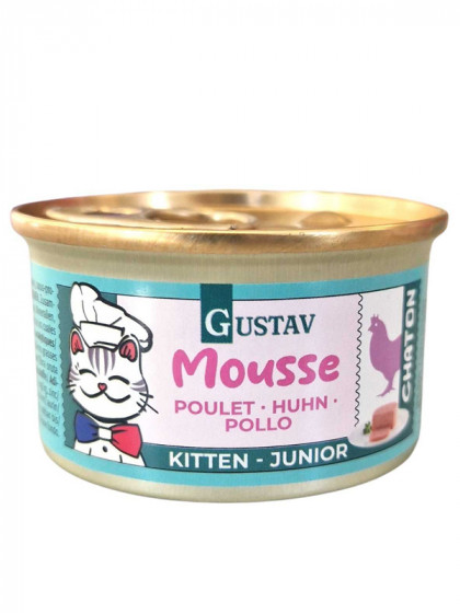 Mousse au poulet chat junior 85g Gustav