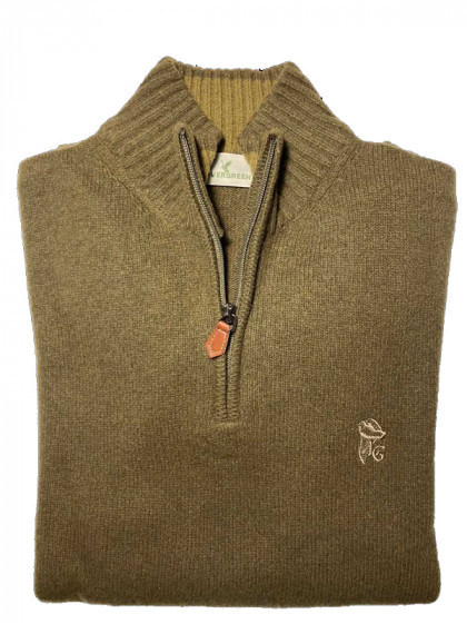 Pull Lambswool col zippé Lovergreen
