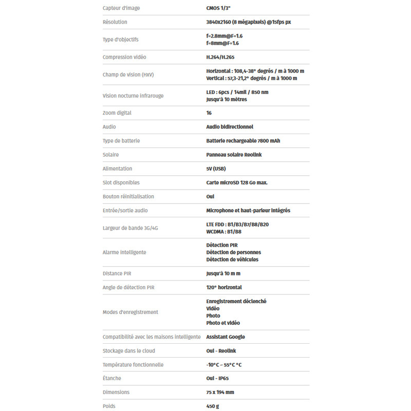 Caméra sans fil Go G450 4G Reolink