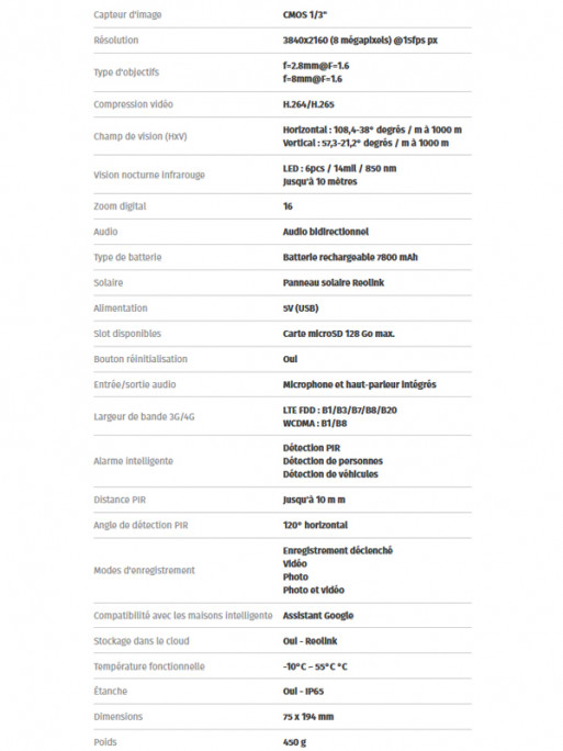 Caméra sans fil Go G450 4G Reolink