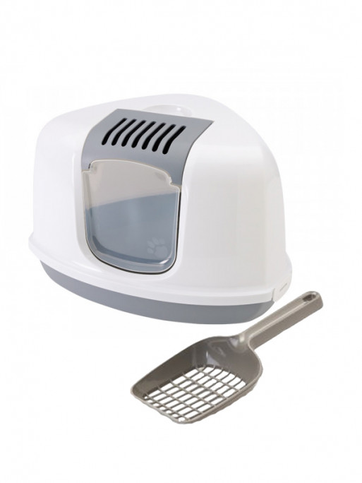 Bac à litière d'angle chat Nestor Corner avec pelle Savic