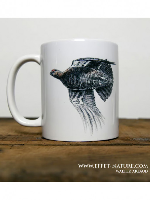 Mug céramique Plumes 'Grouse' by Walter Arlaud