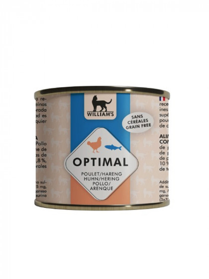 Pâtée pour chat Optimal poulet/hareng 190g William's
