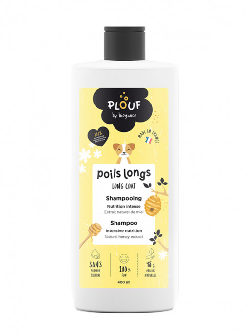 Shampoing Plouf poils longs chien 400ml Biogance