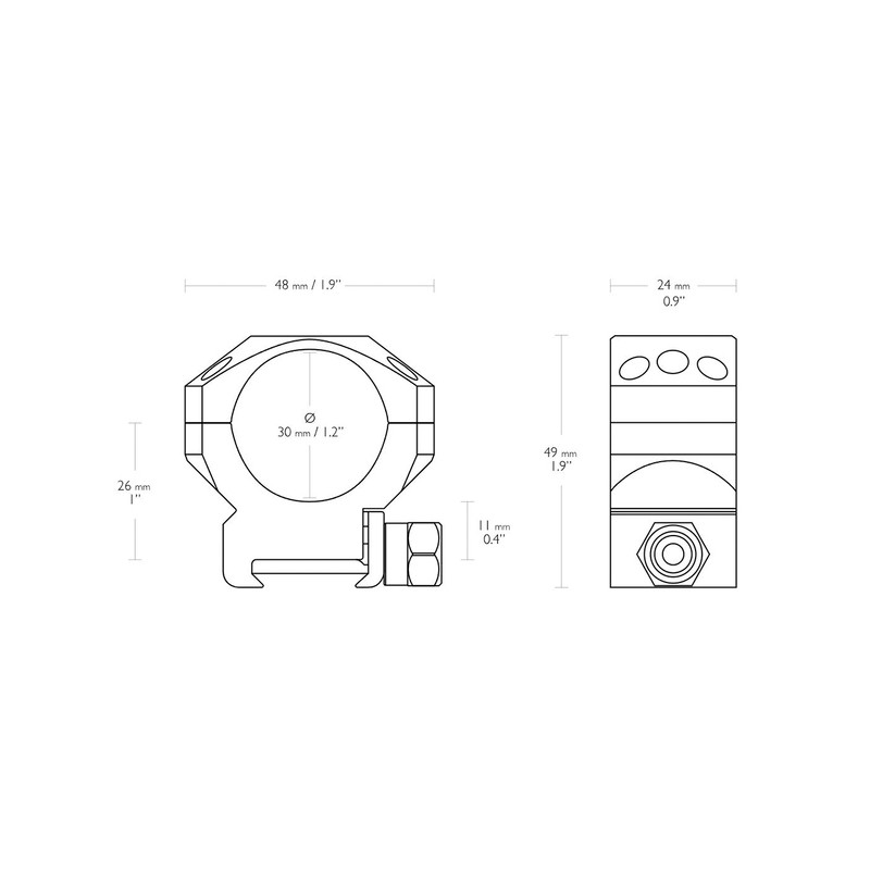 Montage fixe Tactical 21mm BH11mm Ø30mm Hawke Optics
