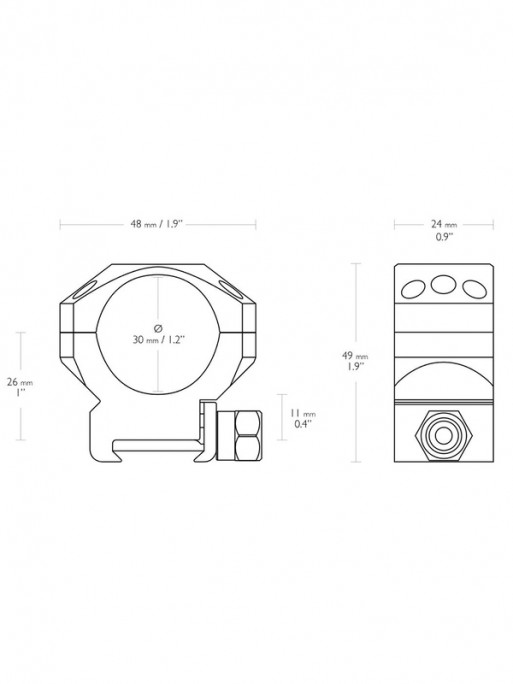 Montage fixe Tactical 21mm BH11mm Ø30mm Hawke Optics
