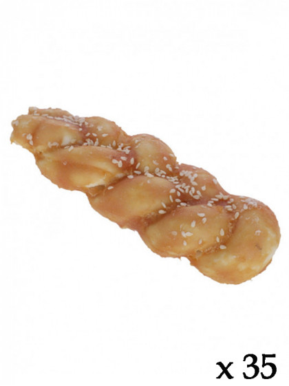 Tresse de peau de boeuf avec poulet 75g (lot de 35)