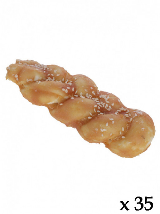 Tresse de peau de boeuf avec poulet 75g (lot de 35)