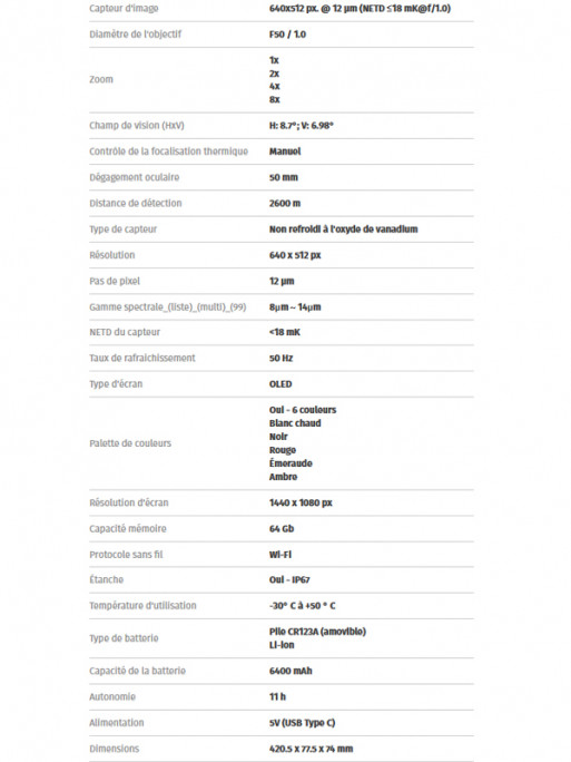 Lunette thermique Pegasus Pro 650 Pixfra