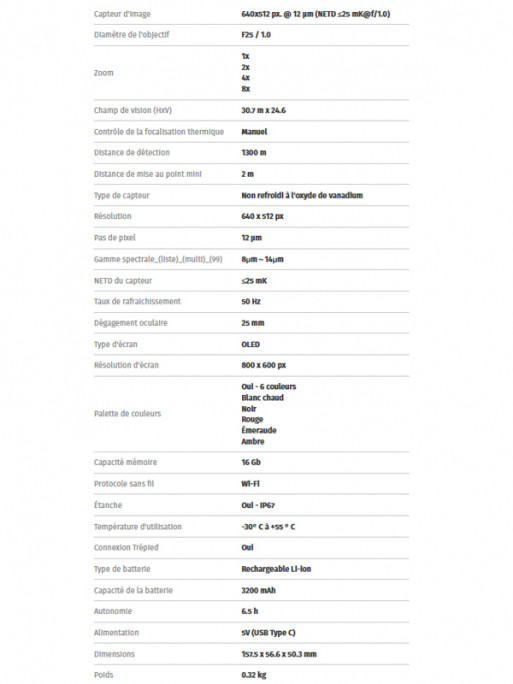 Monoculaire thermique Mile 2 M625 Pixfra