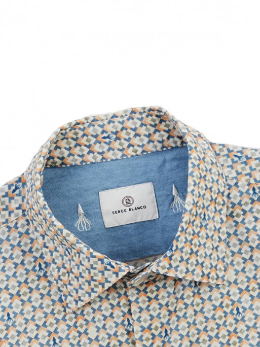 Chemise manches longues losange et pieuvre Serge Blanco