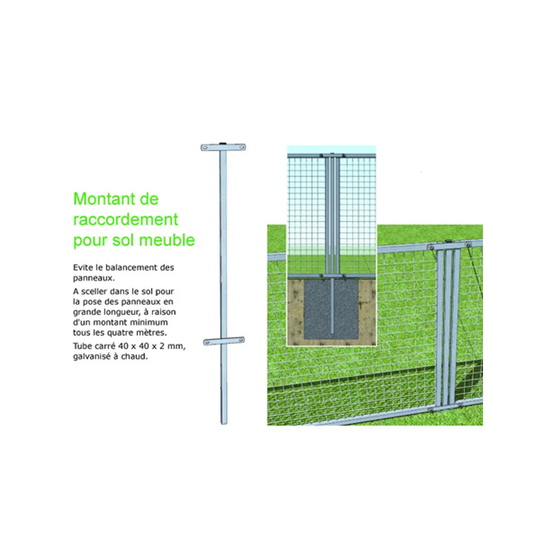 Montant de raccordement à sceller pour panneau 2m Difac