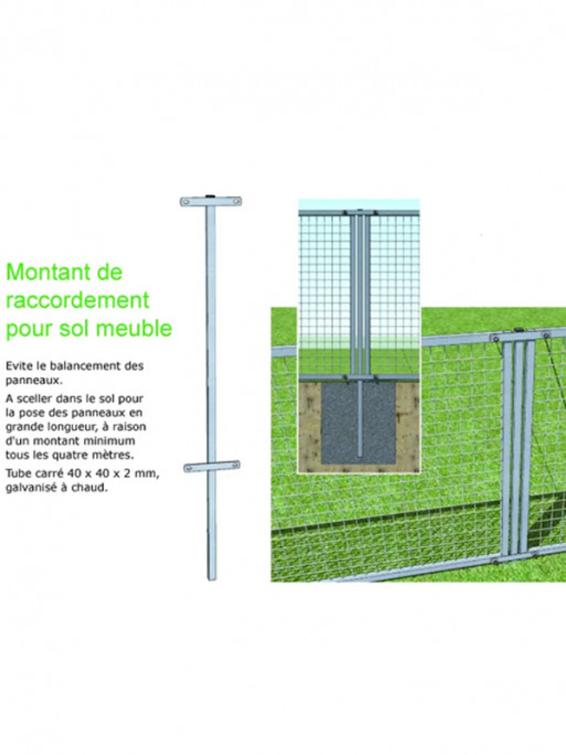 Montant de raccordement à sceller pour panneau 2m Difac