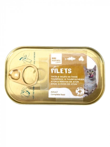 Filets adulte complet gelée thon/oeufs de thon chat 85g Bubi Nature
