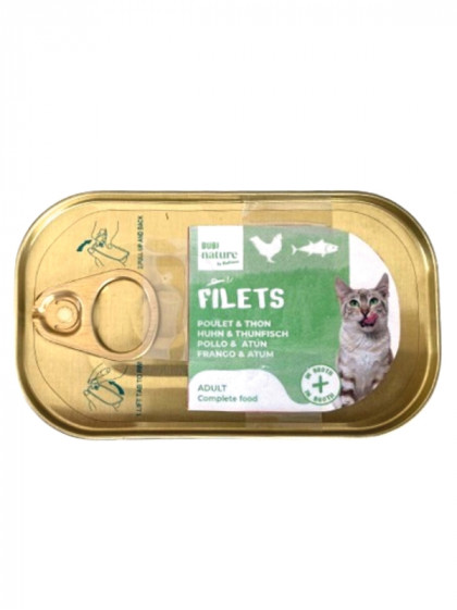 Filets adulte complet bouillon poulet/thon 85g chat Bubi Nature