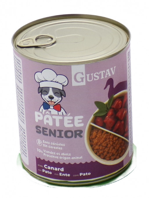 Pâtée pour chien senior canard 800g Gustav