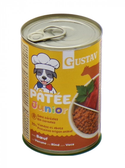 Pâtée pour chien junior boeuf 400g Gustav