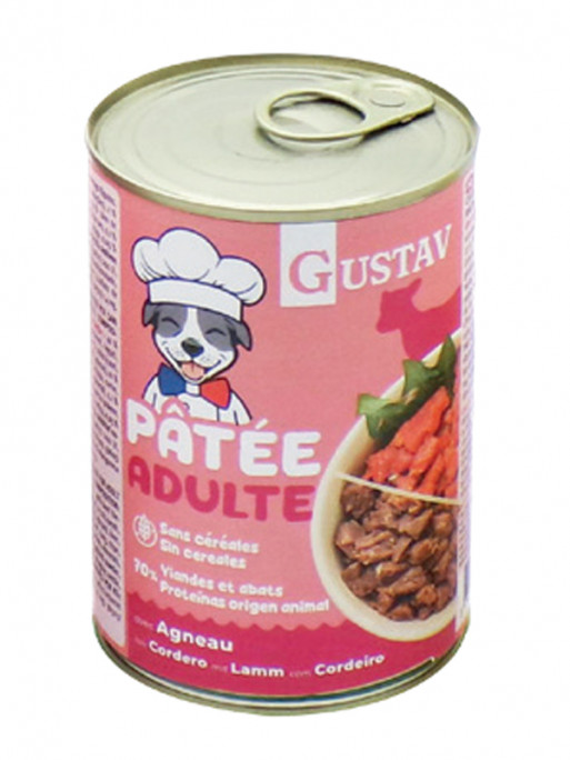 Pâtée pour chien adulte agneau 400g Gustav