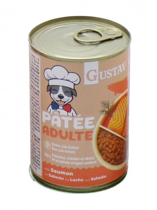 Pâtée pour chien adulte saumon 400g Gustav