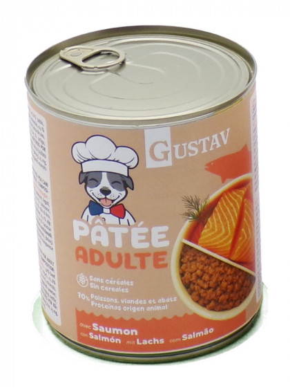 Pâtée pour chien adulte saumon 400g Gustav
