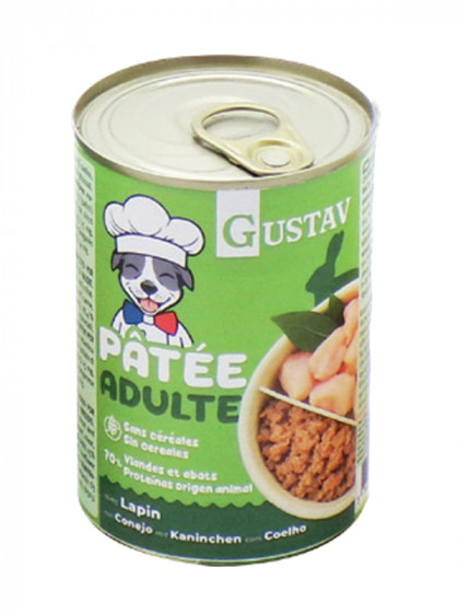 Pâtée pour chien adulte lapin 400g Gustav