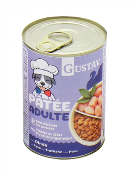 Pâtée pour chien adulte dinde 400g Gustav