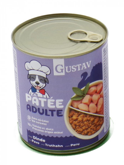 Pâtée pour chien adulte dinde 800g Gustav