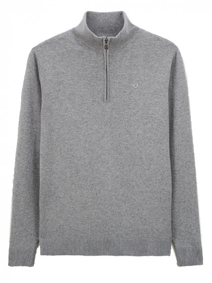 Pull col zippé Malo Serge Blanco