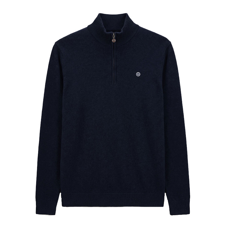 Pull col zippé Malo Serge Blanco