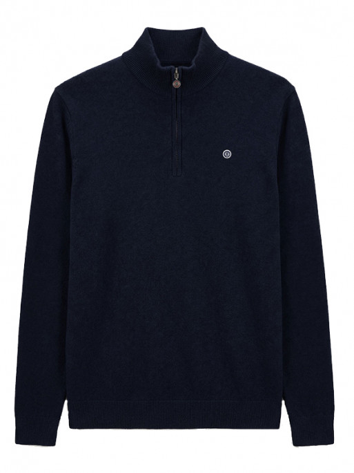 Pull col zippé Malo Serge Blanco