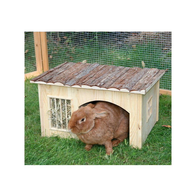 Maison avec râtelier à foin rongeur Nature Kerbl