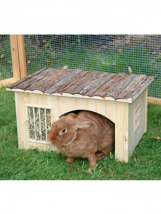 Maison avec râtelier à foin rongeur Nature Kerbl