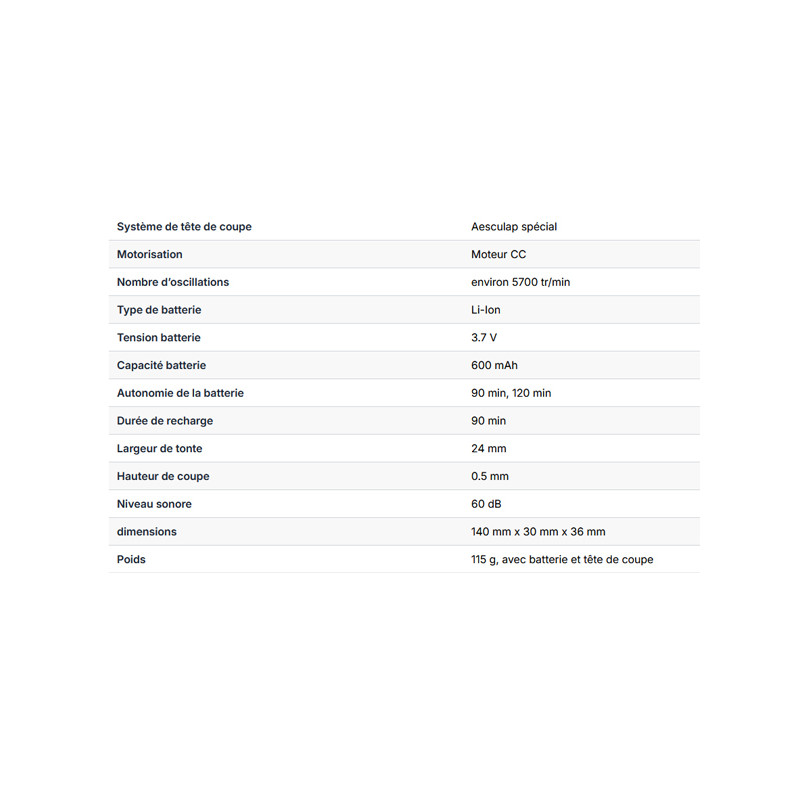Tondeuse sur batterie Exacta Aesculap