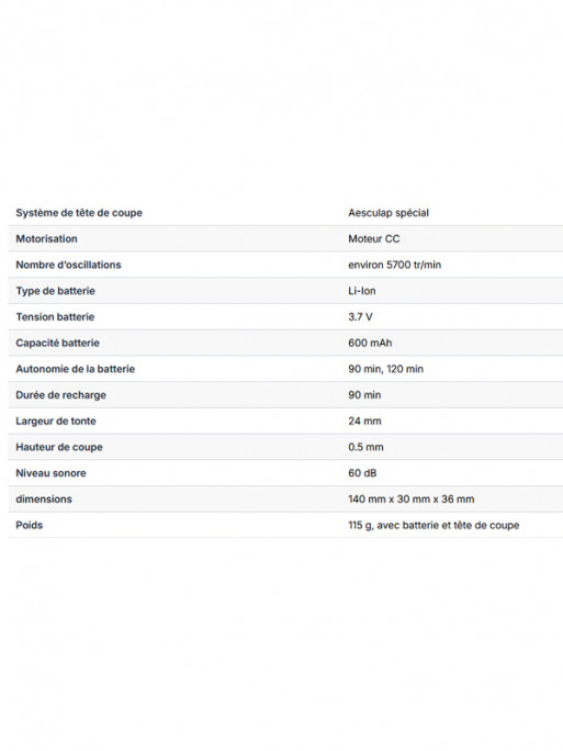 Tondeuse sur batterie Exacta Aesculap