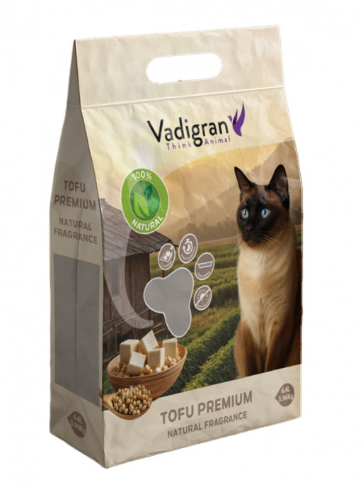 Litière Tofu Premium 3.96kg - 6.4L Vadigran