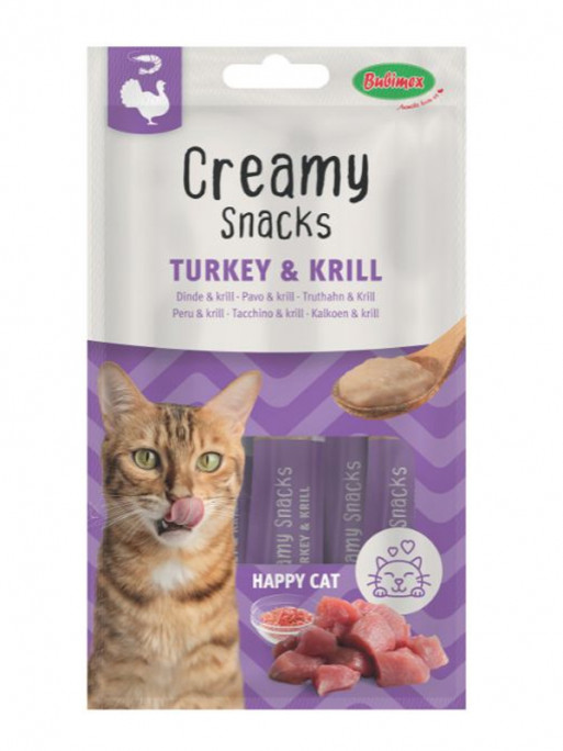 Creamy Snacks Chat x4 dinde/krill 60g Bubimex