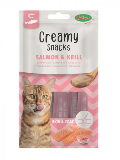 Creamy Snacks Chat x4 saumon/krill 60g Bubimex