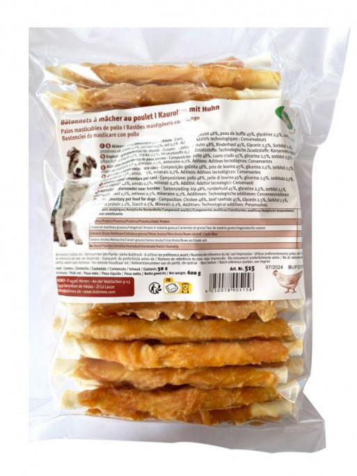 Bâtonnet à mâcher peau de buffle/poulet 12.5cm vrac